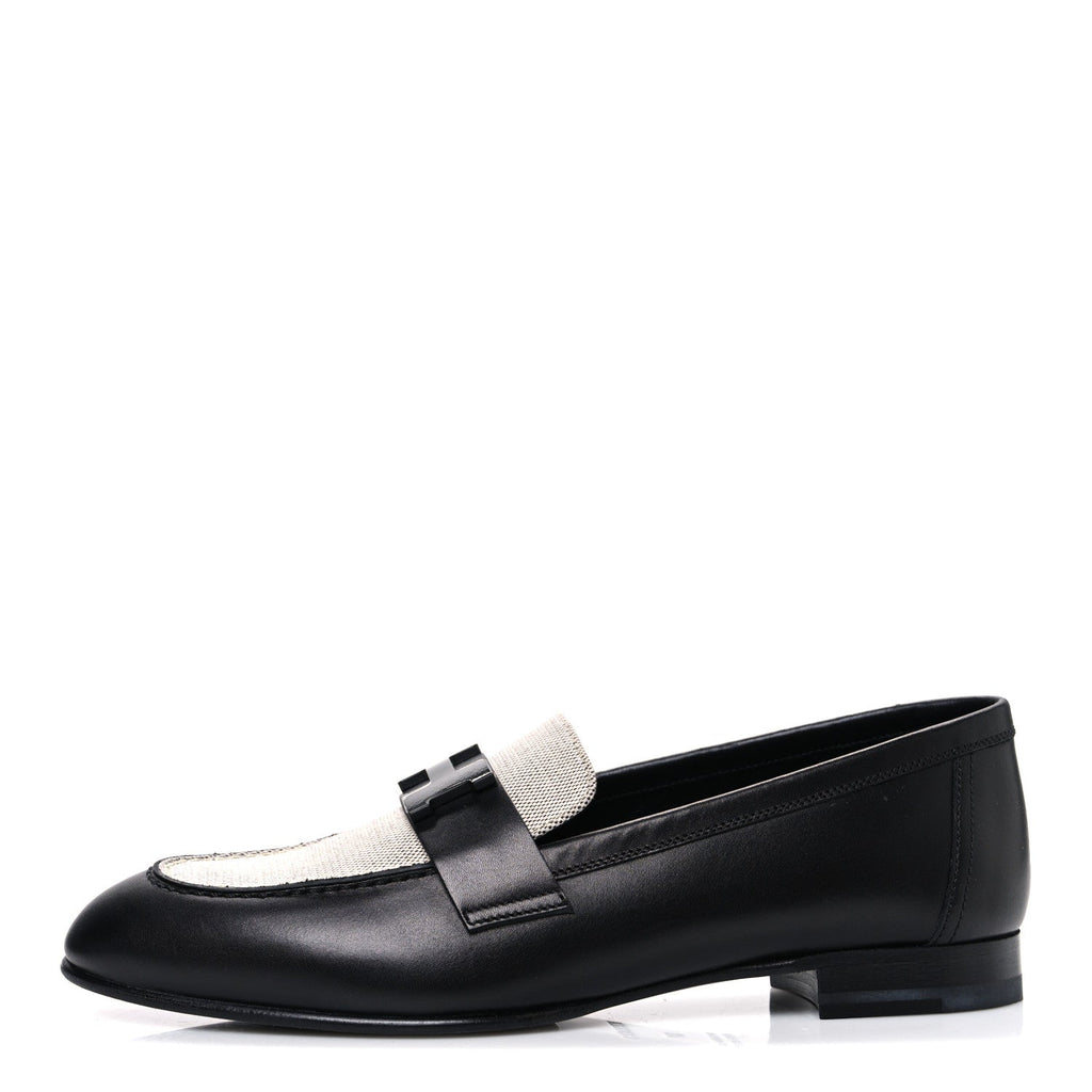 Toile De Coton Calfskin Womens Paris Loafers 37 Black Prunoir