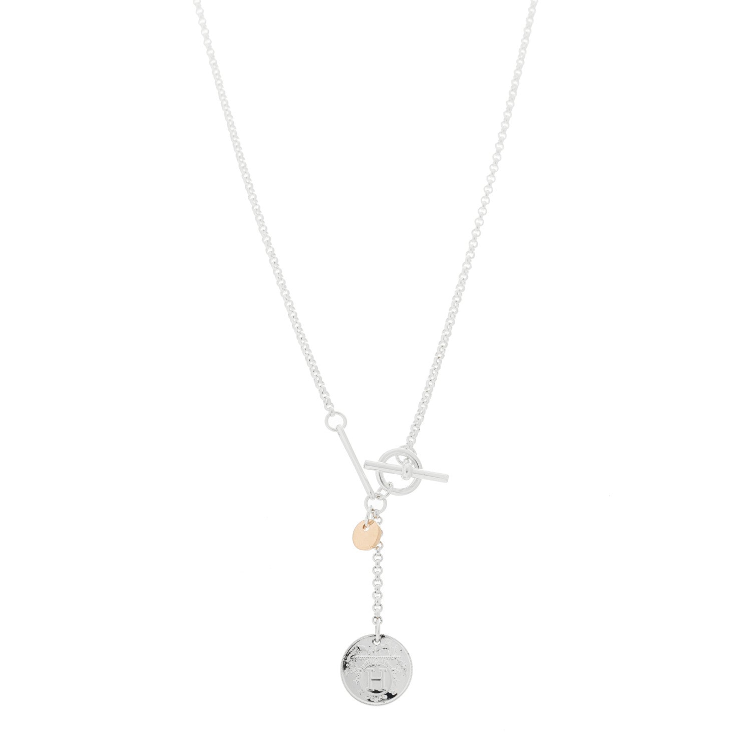 Sterling Silver 18K Rose Gold PM Ex-Libris Pendant Necklace