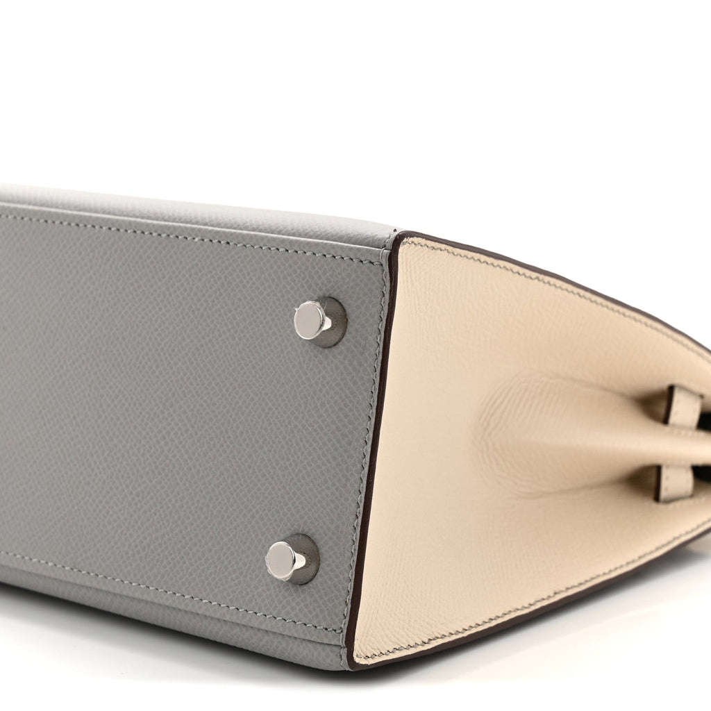 Epsom Bi-Color Horseshoe Kelly Sellier 25 Gris Mouette Craie