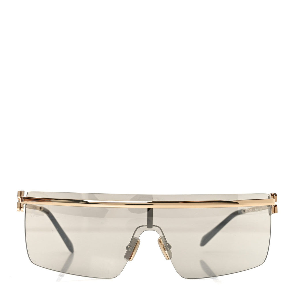 Metal Rectangle Shield Sunglasses SMU50Z Grey Gold