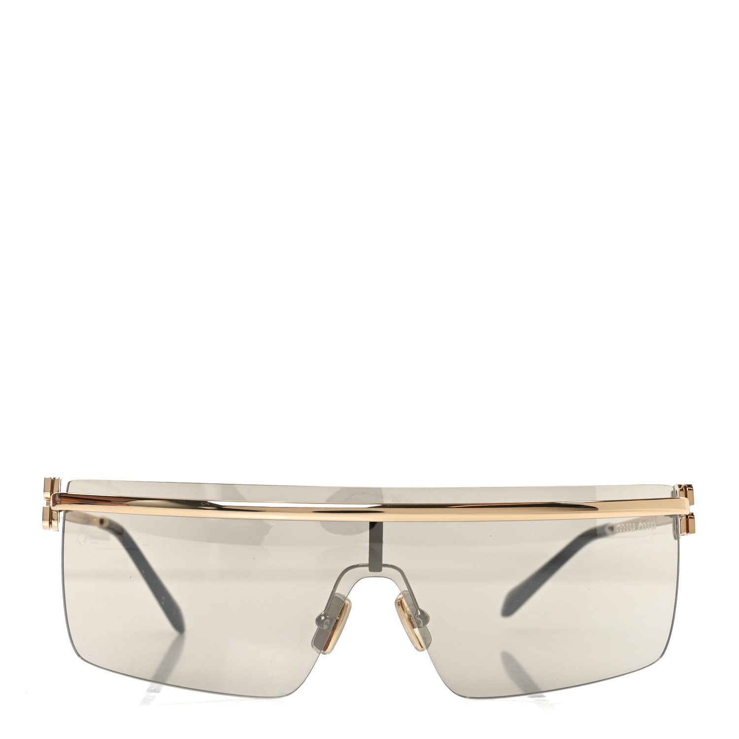 Metal Rectangle Shield Sunglasses SMU50Z Grey Gold