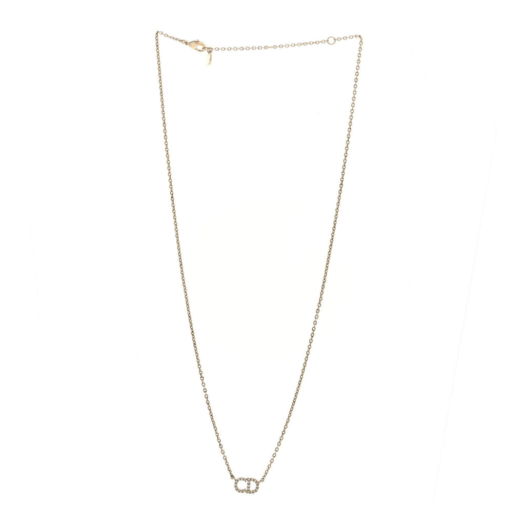 Metal Crystal CD Necklace Gold