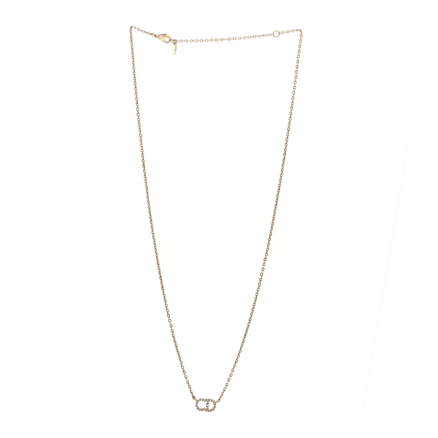 Metal Crystal CD Necklace Gold