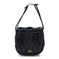 Nappa Matelasse Mini Drawstring Bucket Bag Black