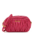 Vitello Lux Matelasse Zip Shoulder Bag Fuxia