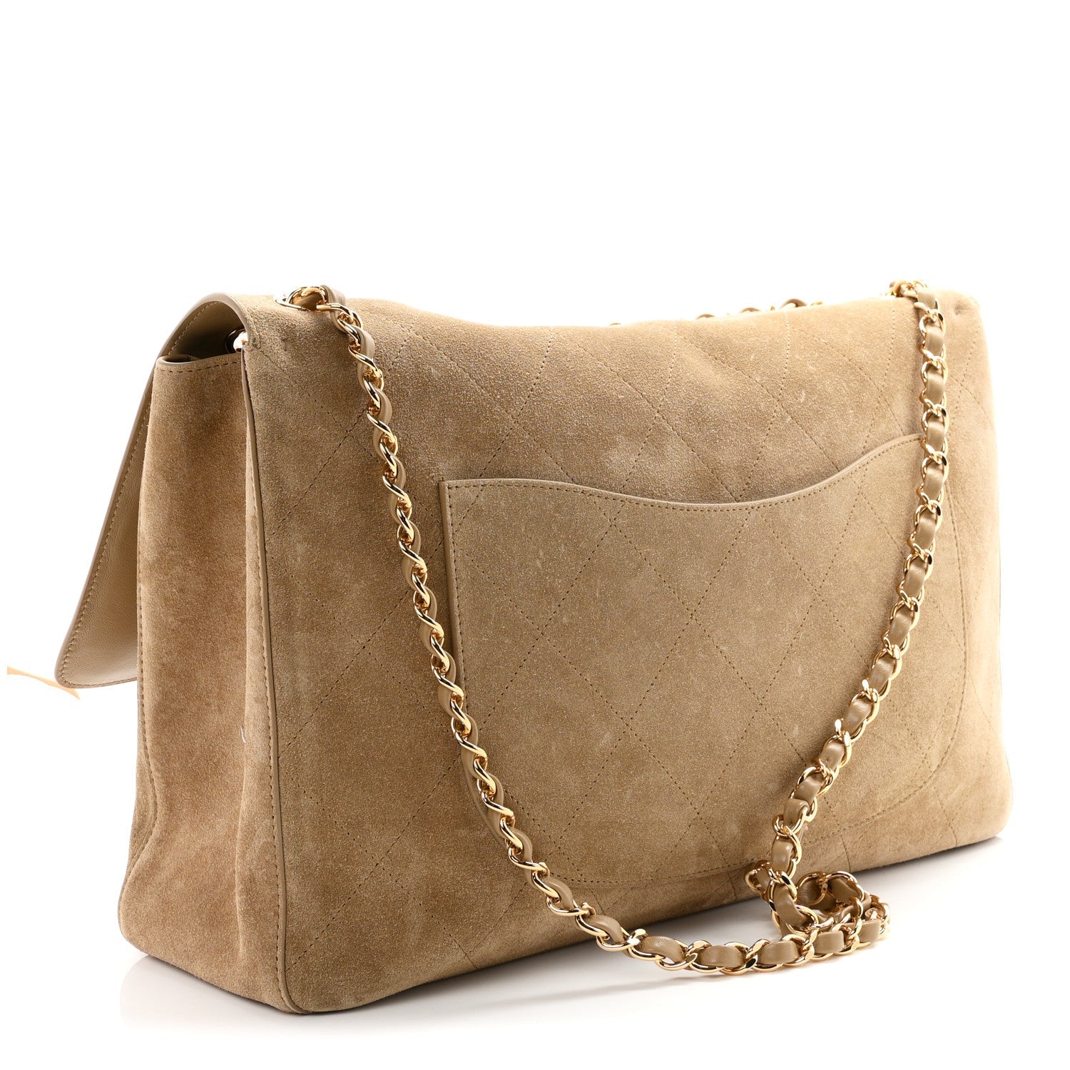 Suede Calfskin Souplissimo Maxi Flap Dark Beige