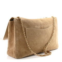 Suede Calfskin Souplissimo Maxi Flap Dark Beige