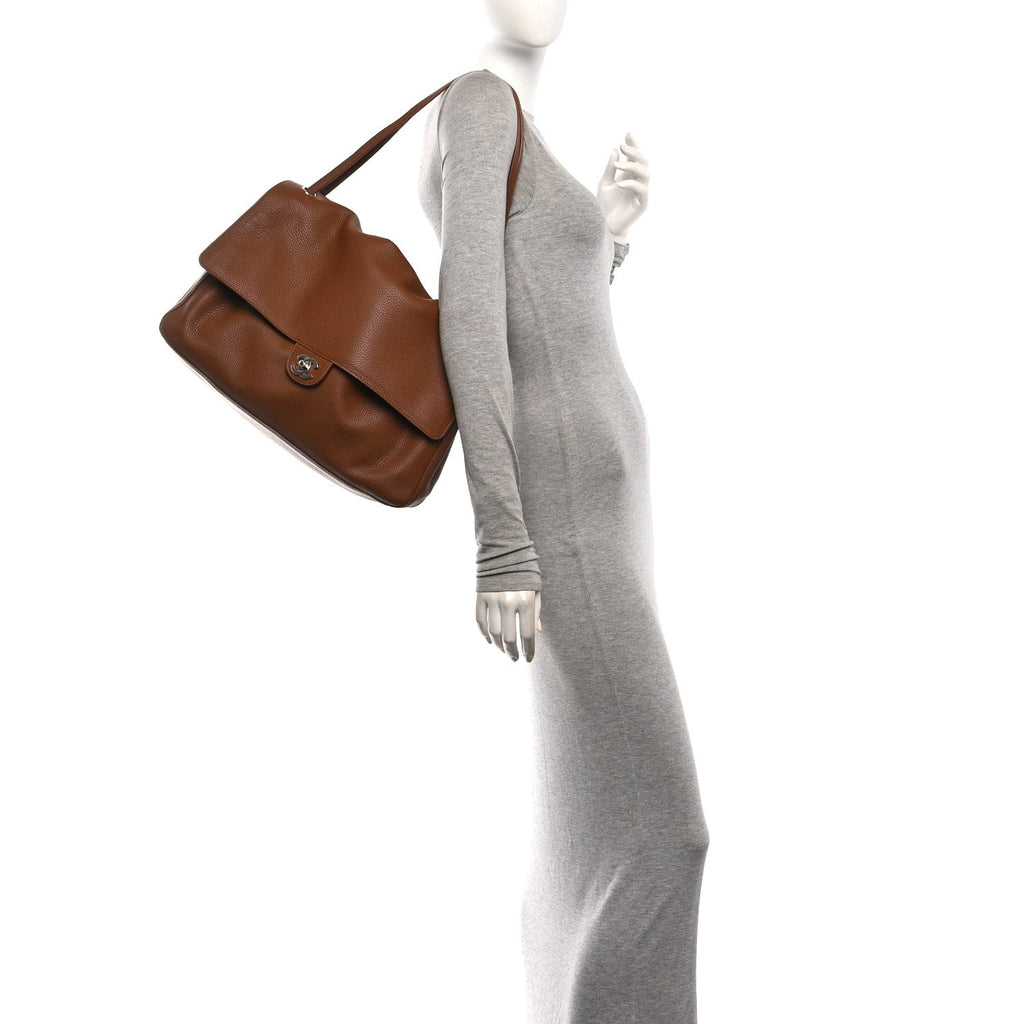 Grained Calfskin Souplissimo Maxi Flap Camel