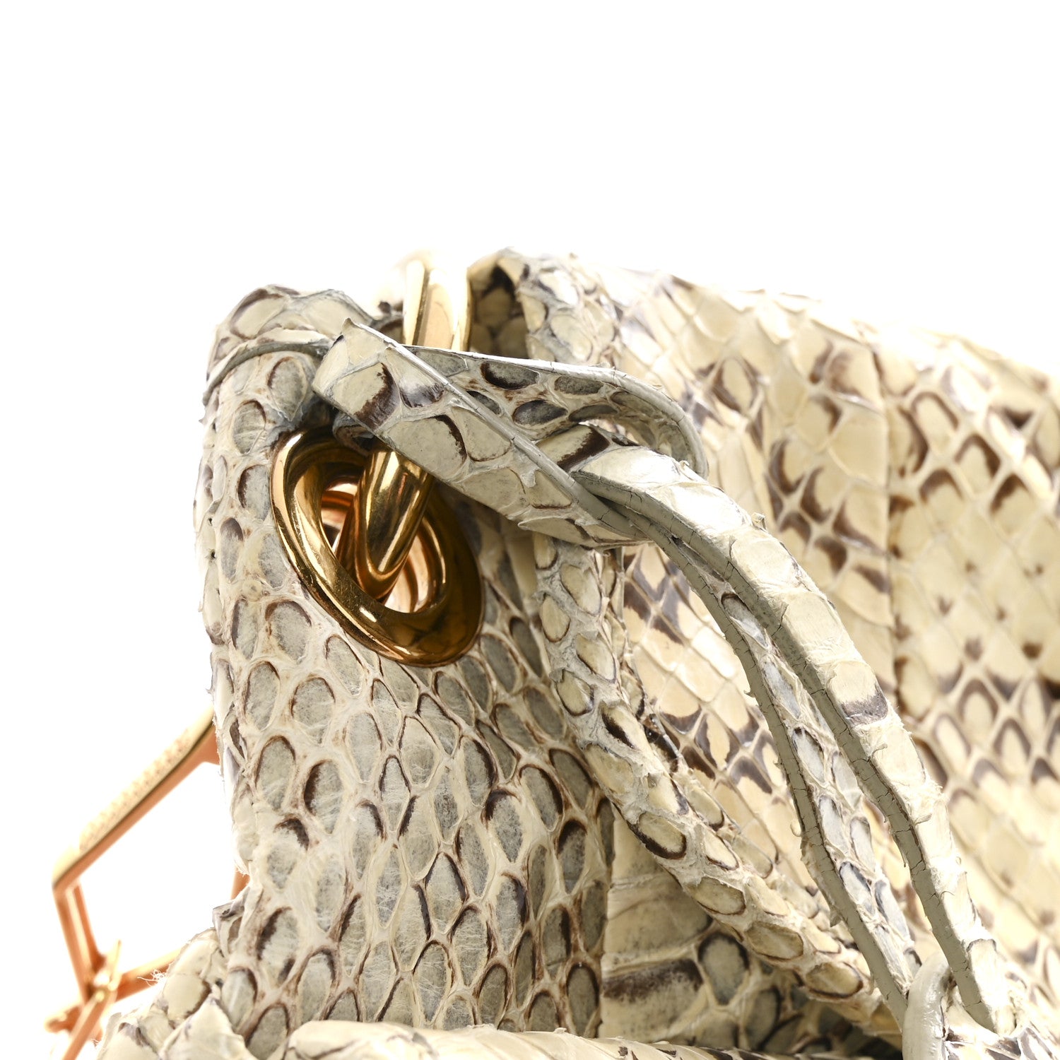 Snakeskin Small Matelasse Coffer Hobo Beige