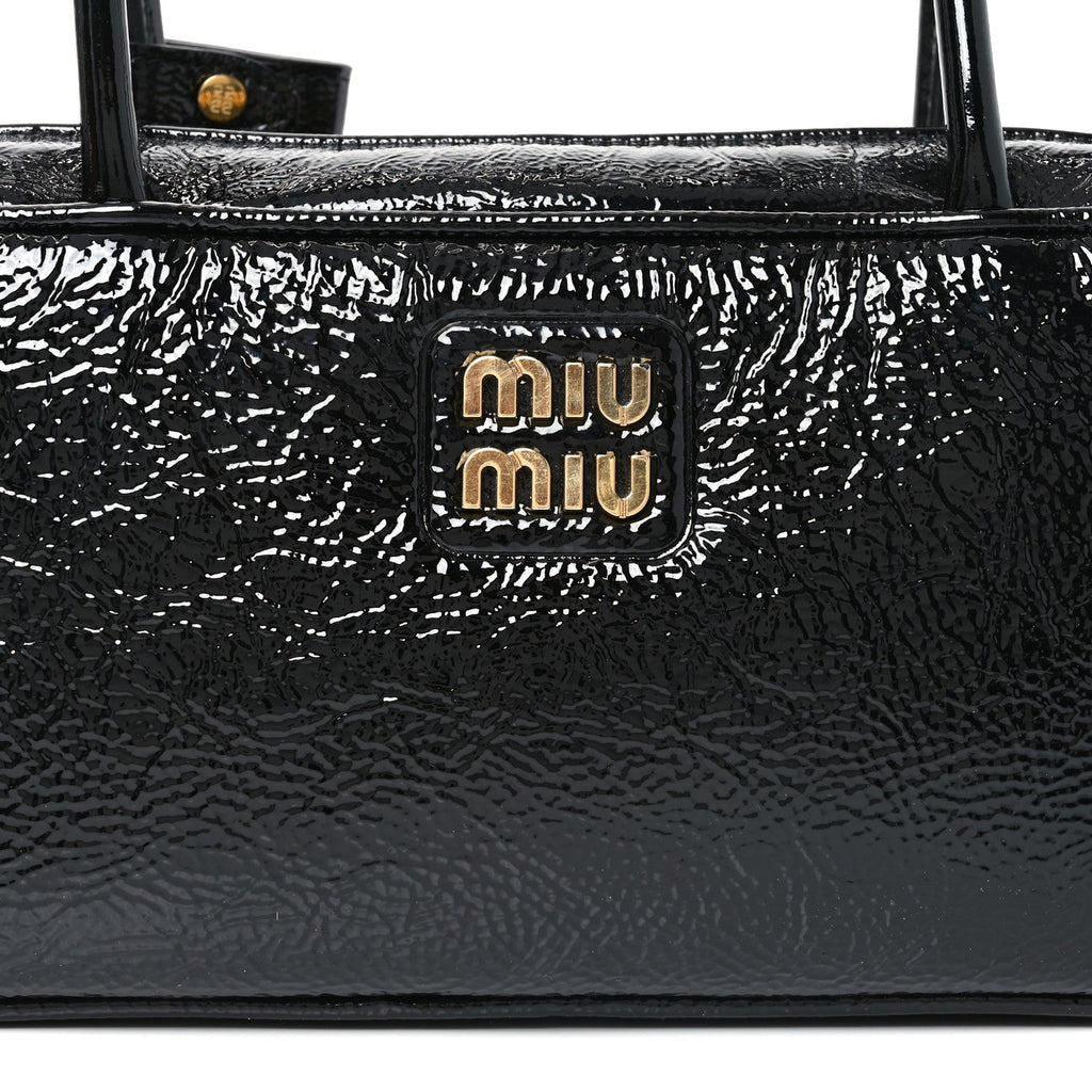 Naplak Patent Small Beau Top Handle Bag Black