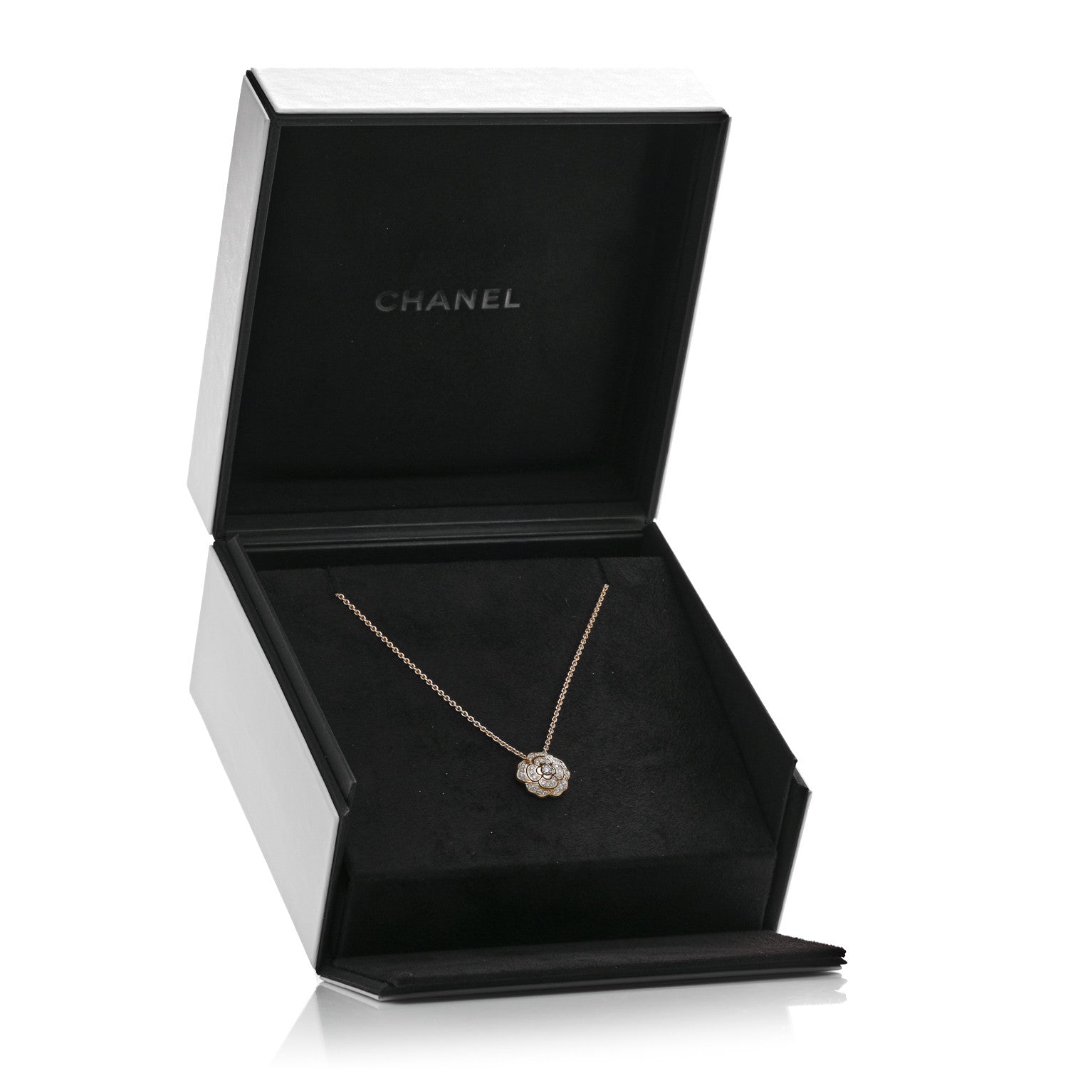 18K Yellow Gold Diamond Bouton de Camelia Pendant Necklace