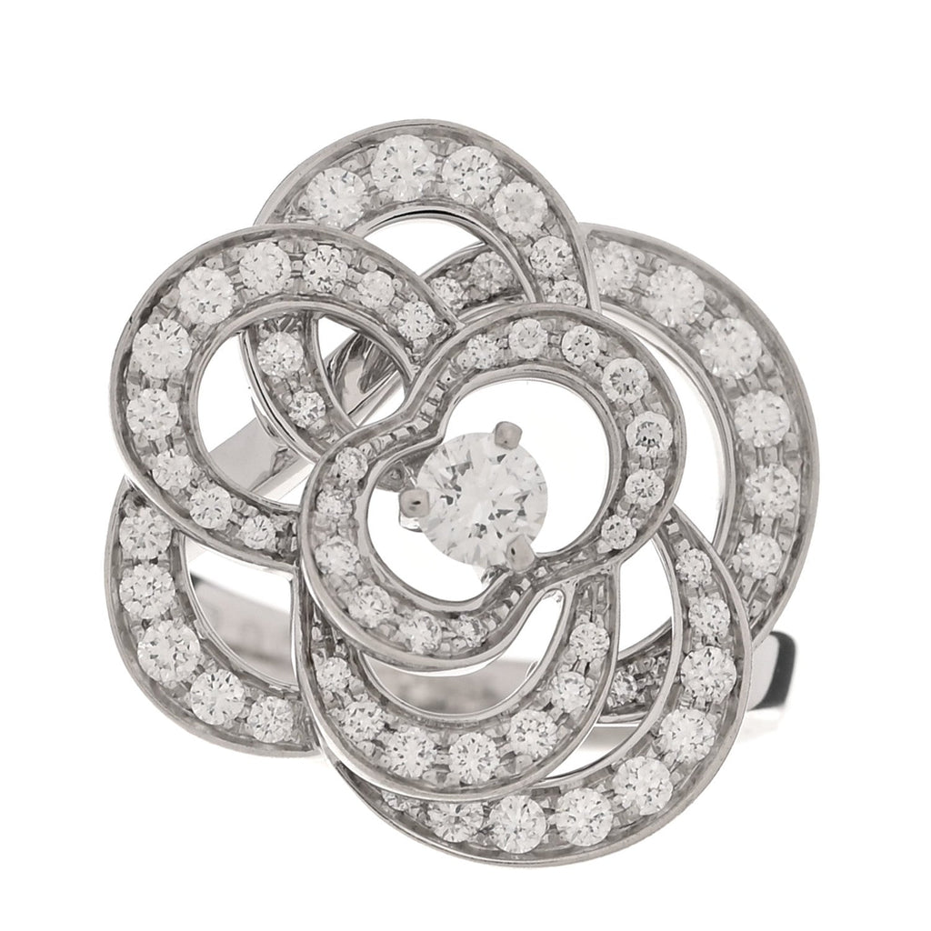 18K White Gold Diamond Fil de Camelia Ring 47 4