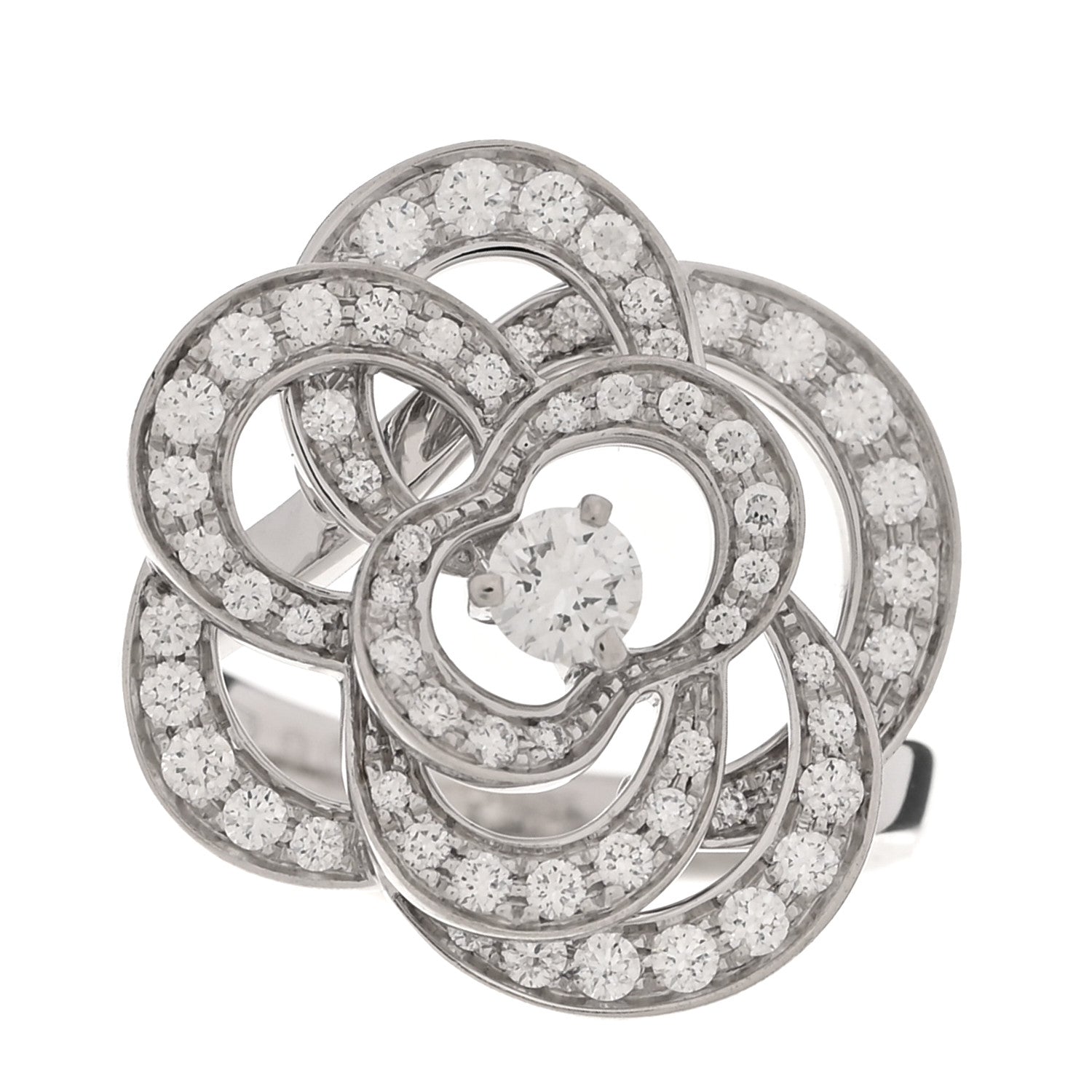 18K White Gold Diamond Fil de Camelia Ring 47 4