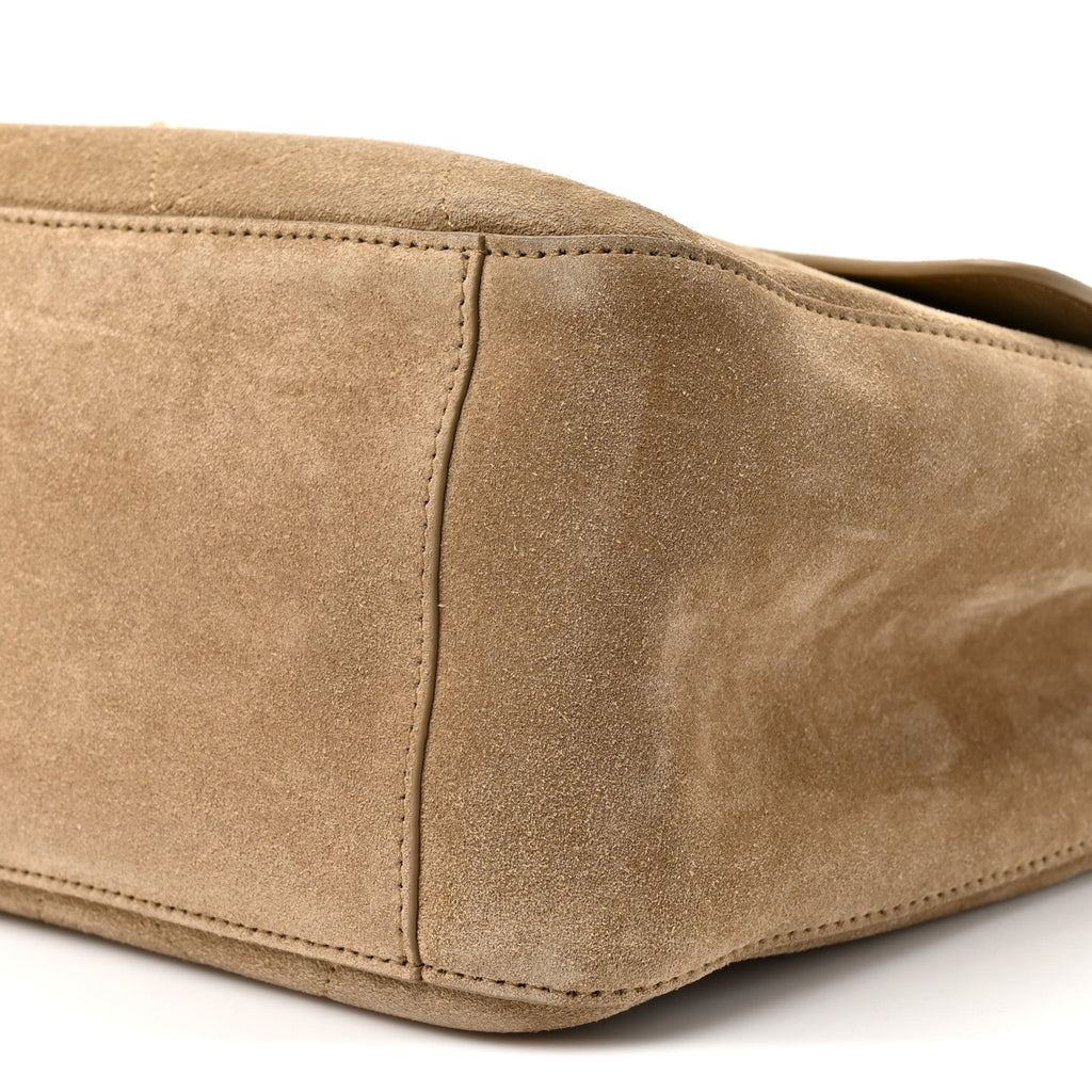 Suede Calfskin Souplissimo Maxi Flap Dark Beige