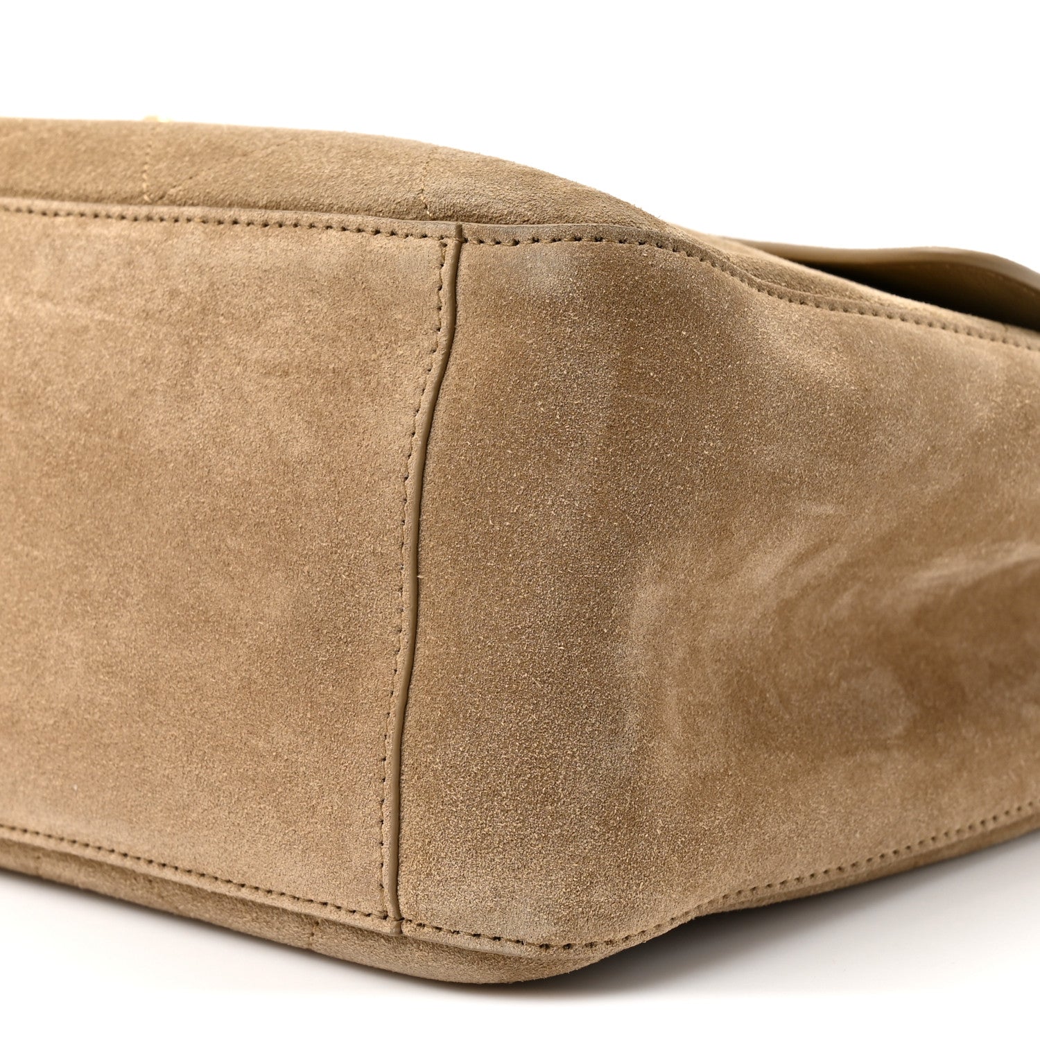 Suede Calfskin Souplissimo Maxi Flap Dark Beige
