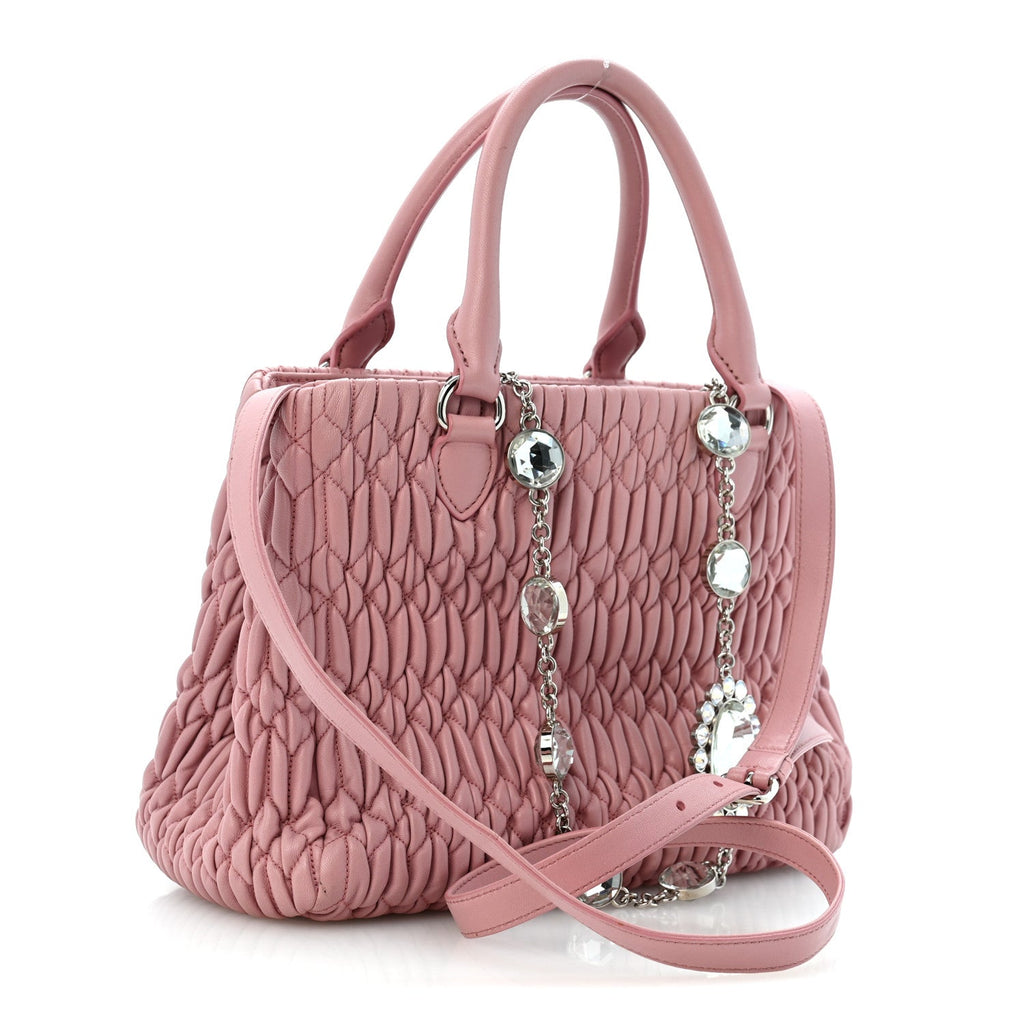 Nappa Matelasse Swarovski Crystal Tote Rosa