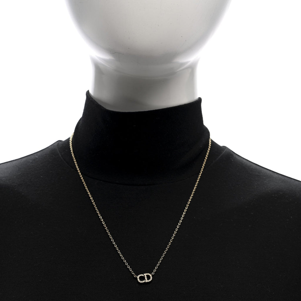Metal Crystal CD Necklace Gold