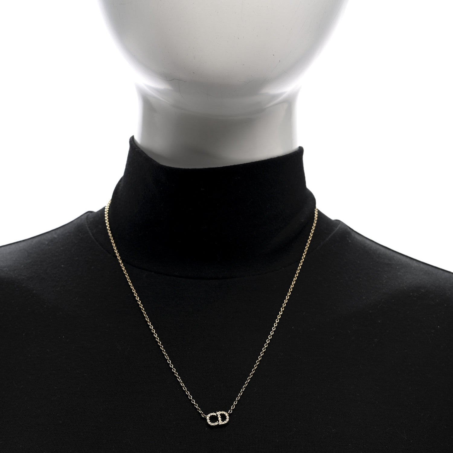 Metal Crystal CD Necklace Gold