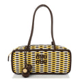 Woven Calfskin Small Beau Top Handle Bag Acero Sole Talco