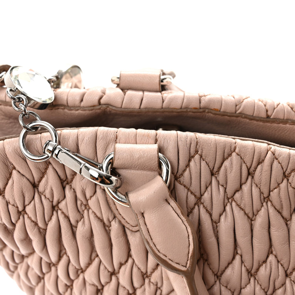 Nappa Matelasse Swarovski Crystal Tote Cammeo