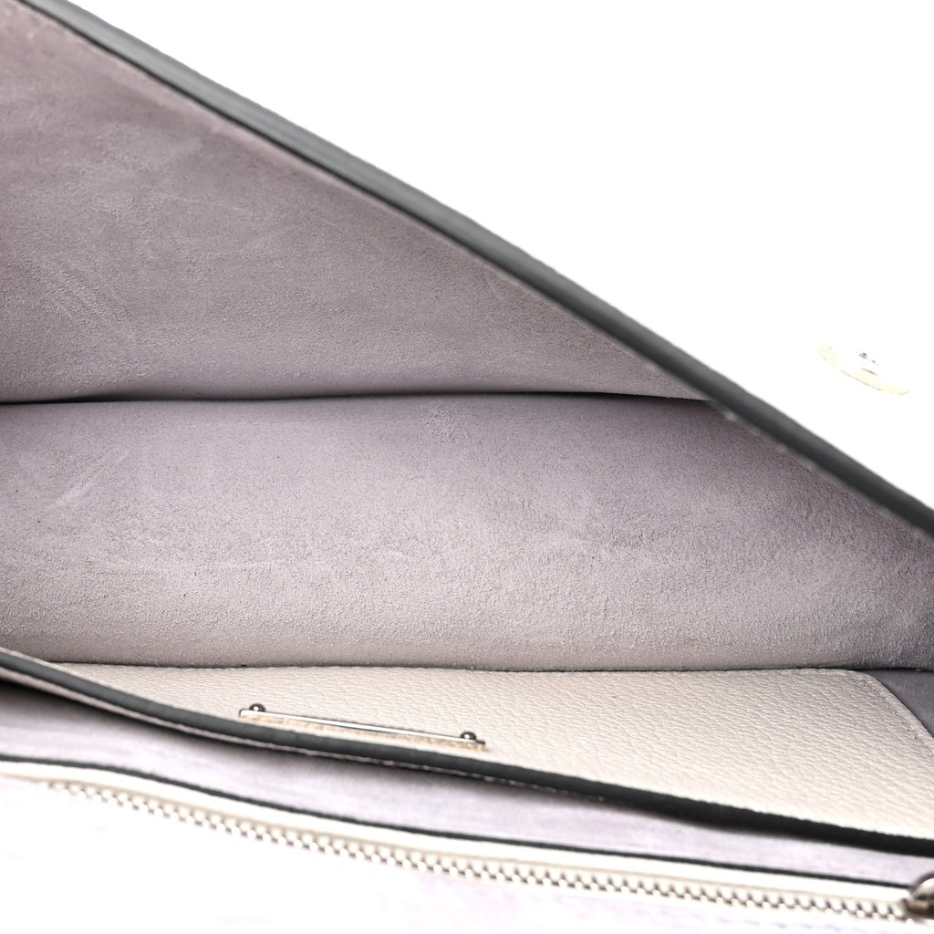 Goatskin Madras Soft Calf Crystal Embellished Shoulder Bag Bianco