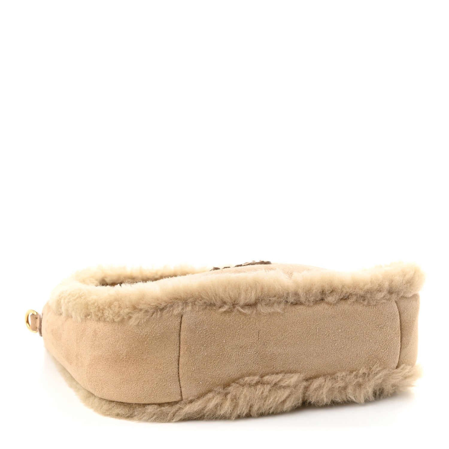 Suede Shearling Mini Wander Hobo Sabbia