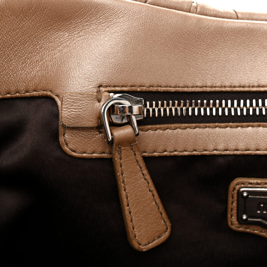Metallic Nappa Matelasse Top Handle Satchel Cammeo
