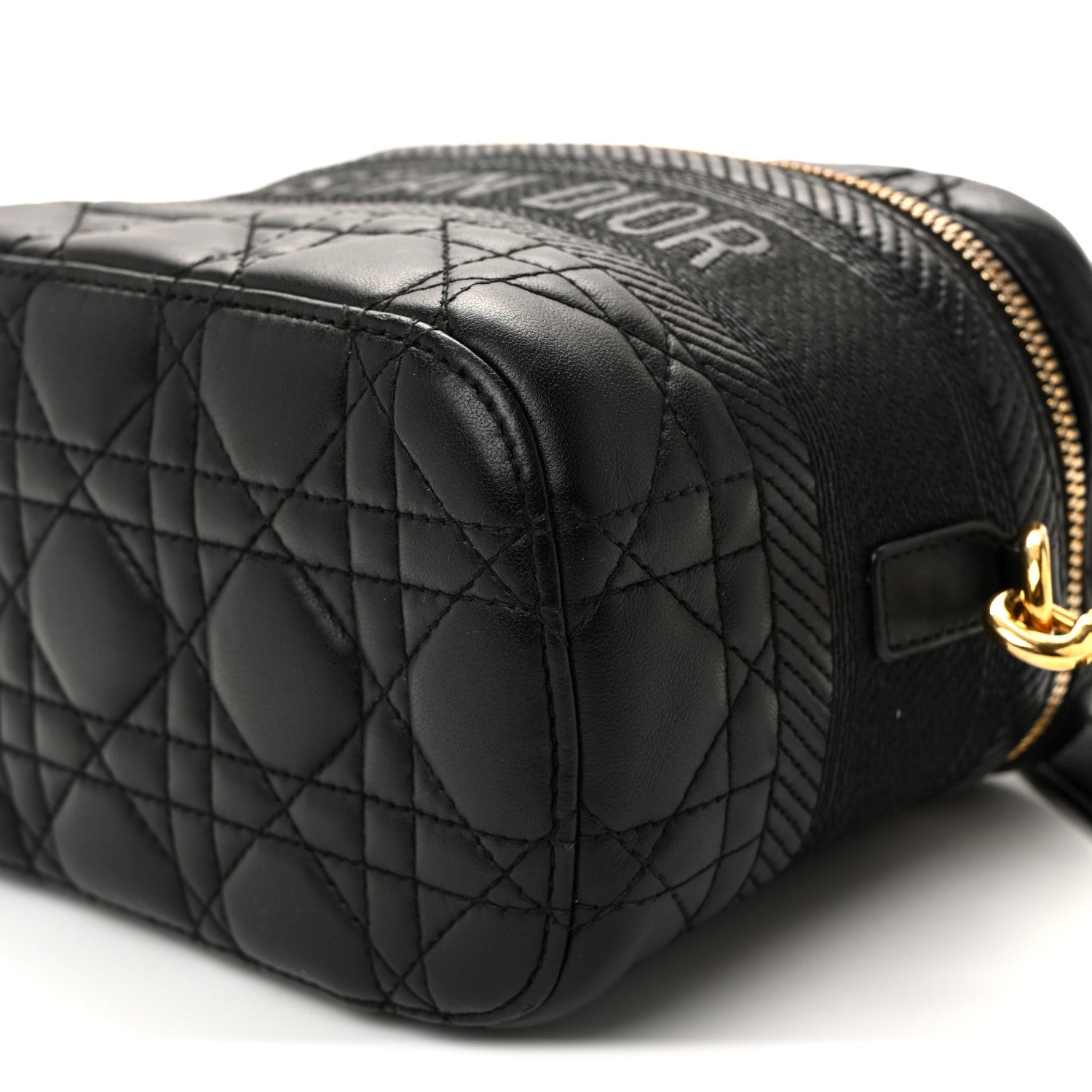 Lambskin Cannage Small Diortravel Vanity Case Black