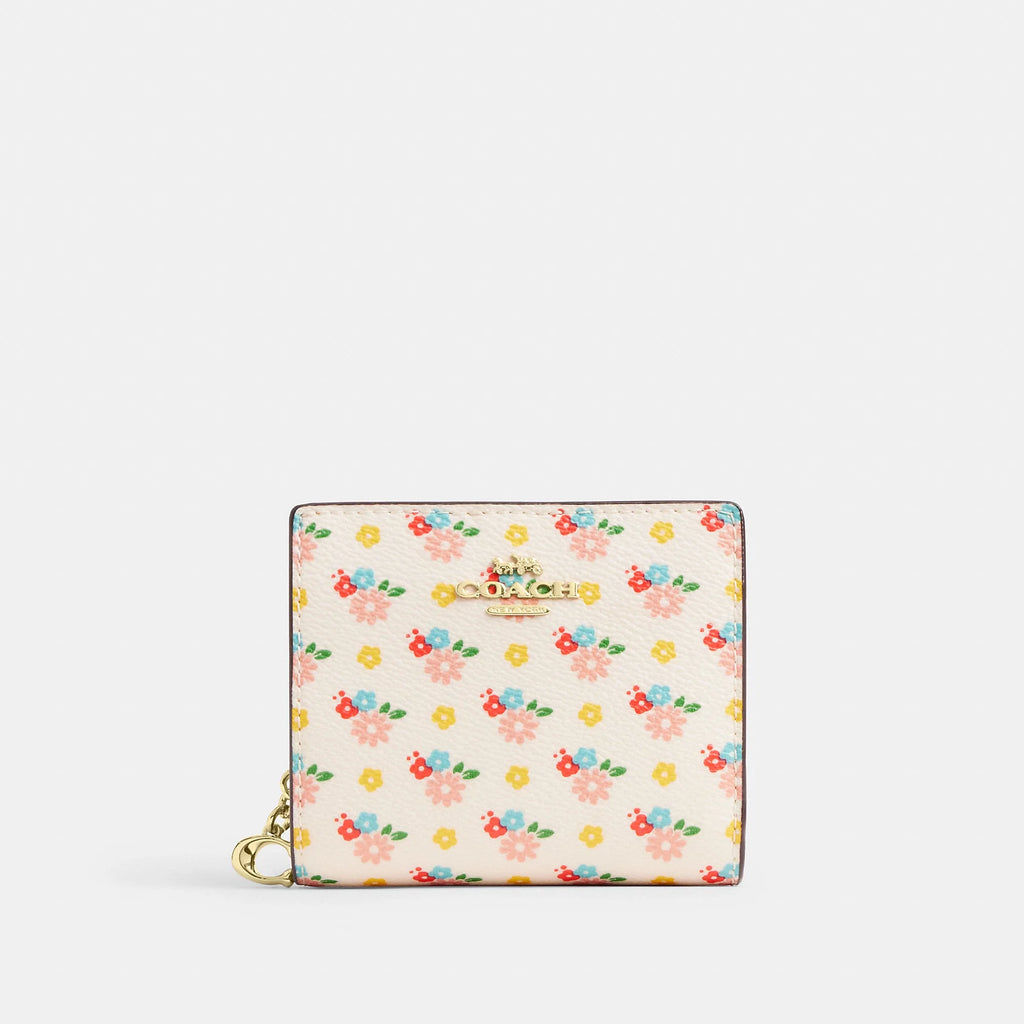Coach Outlet Snap Wallet With Floral Print And Charm