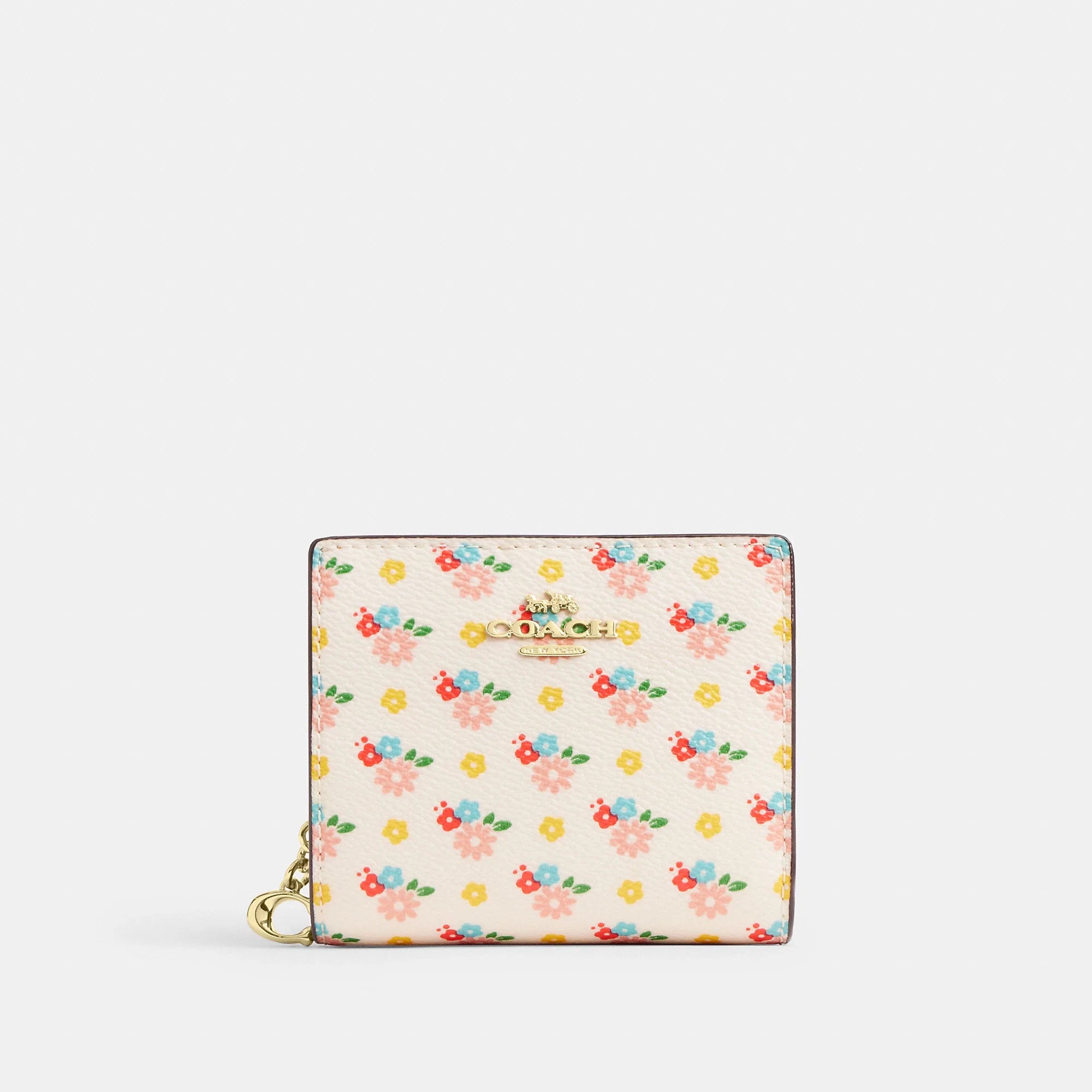 Coach Outlet Snap Wallet With Floral Print And Charm