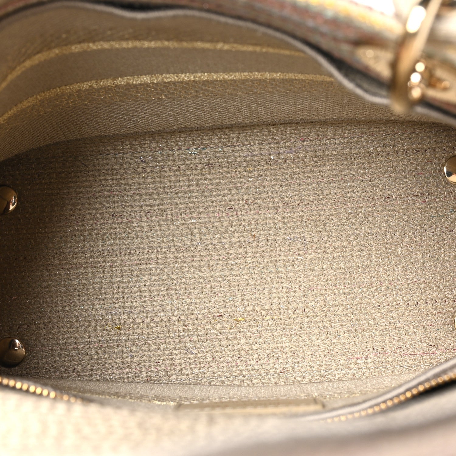 Canvas Embroidered Medium Lady D-Lite Beige Multicolor