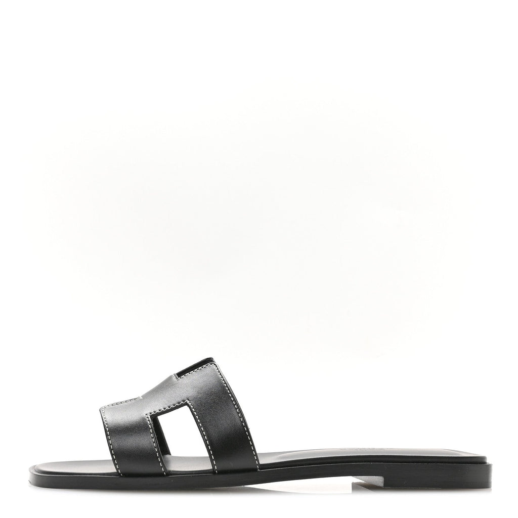 Box Calfskin Oran Sandals 36.5 Black