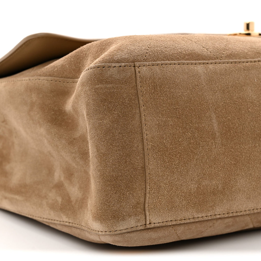 Suede Calfskin Souplissimo Maxi Flap Dark Beige