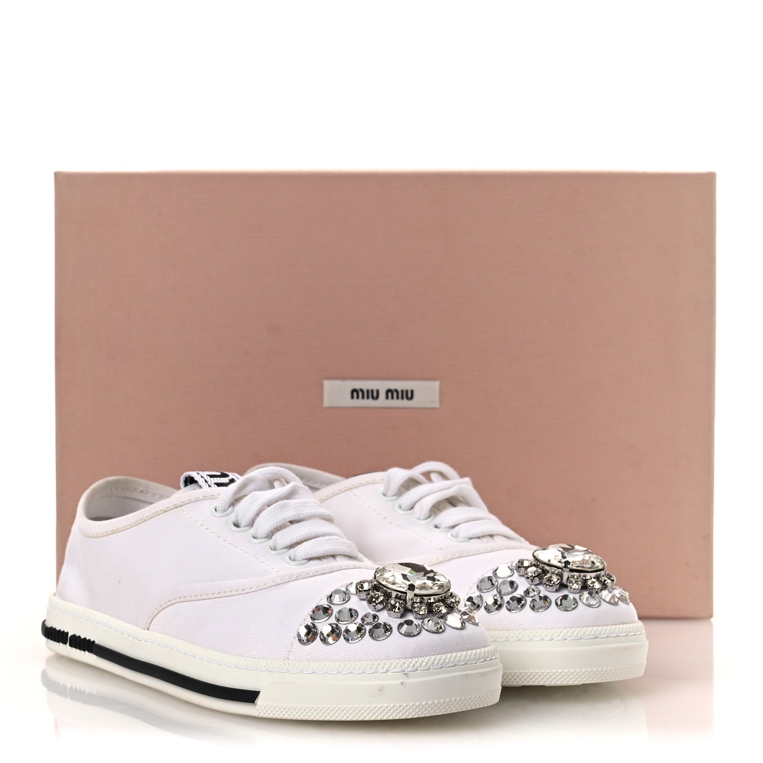 Gabardine Crystal Low Sneakers 35 Bianco