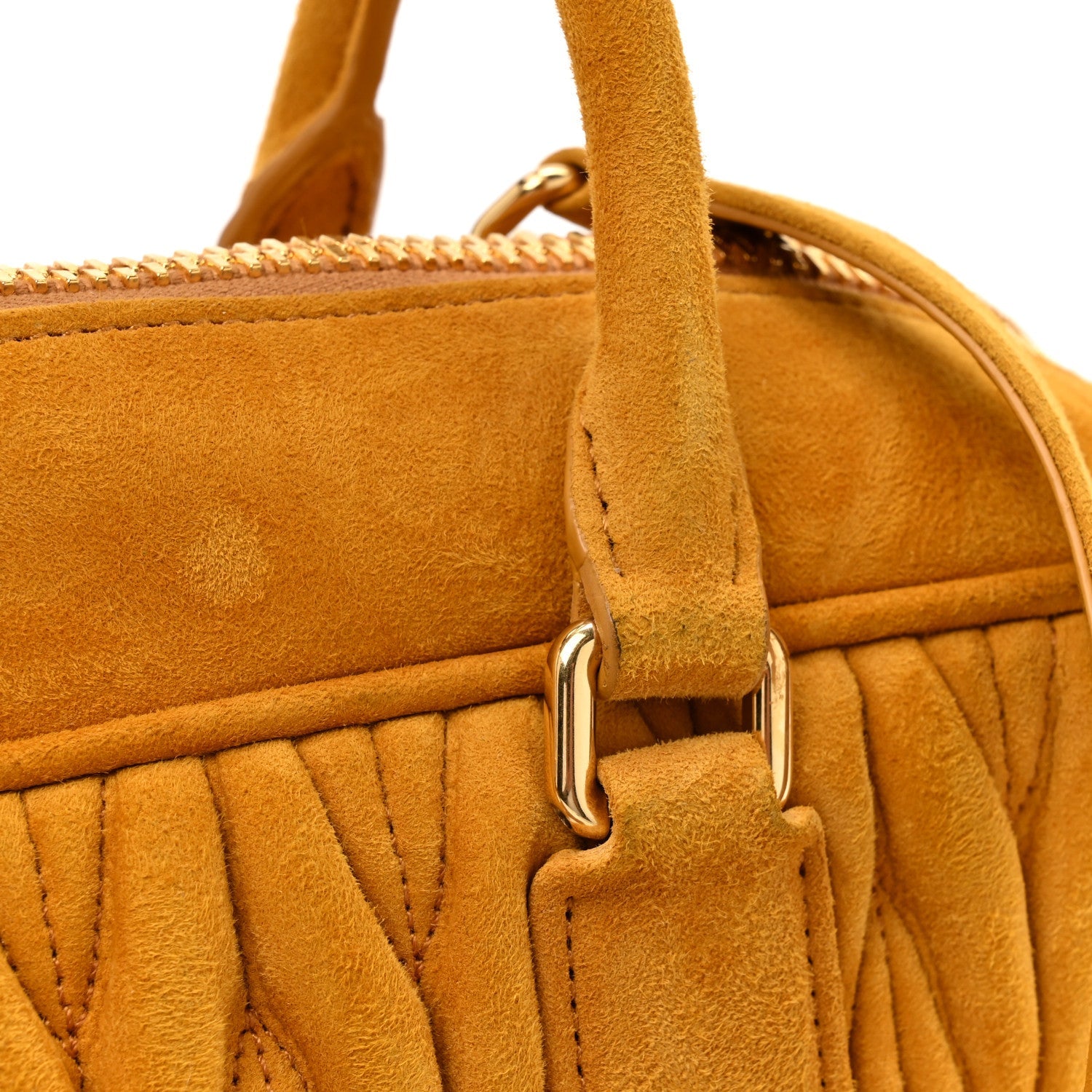 Suede Matelasse Large Arcadie Top Handle Bag Whiskey