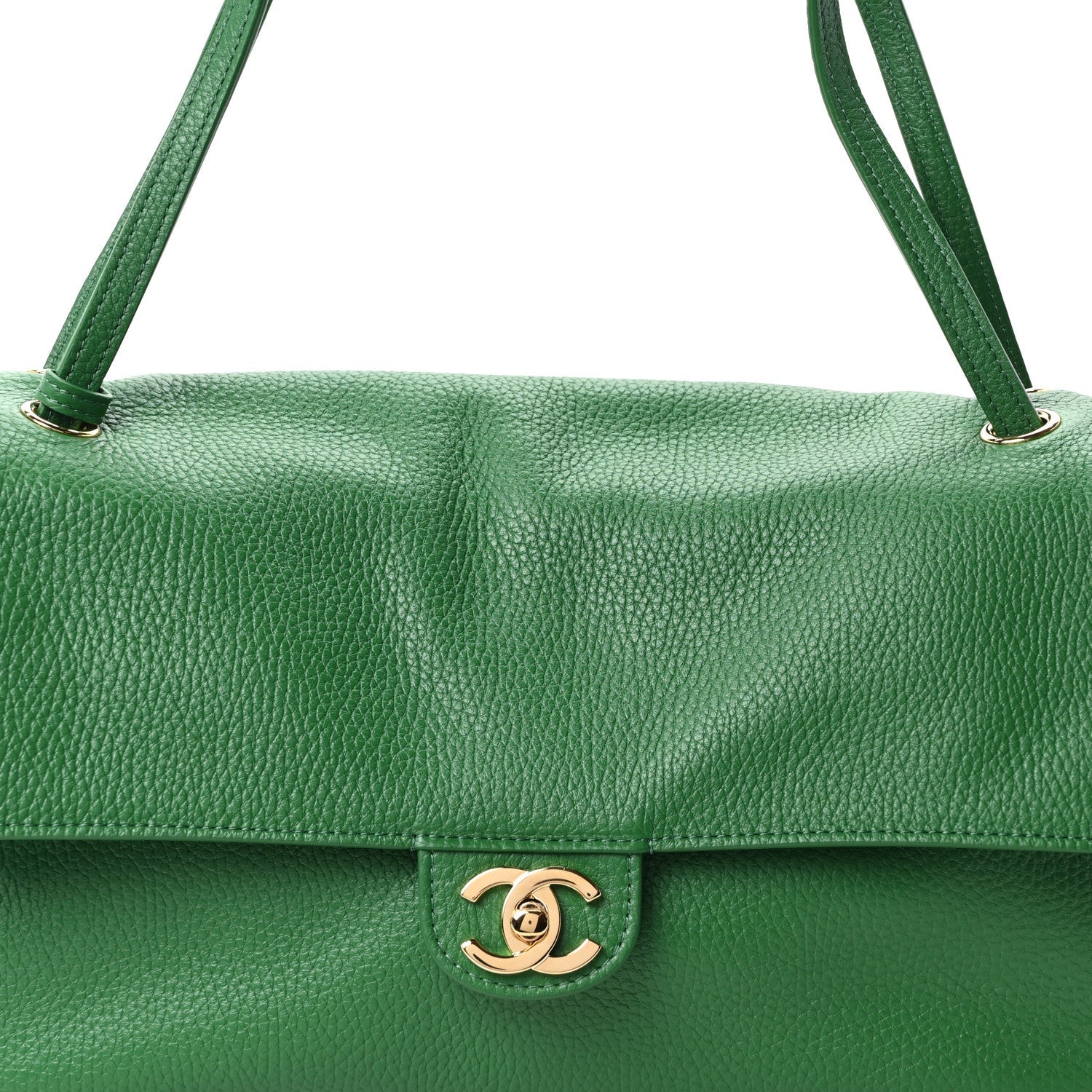 Grained Calfskin Small Souplissimo Maxi Flap Green