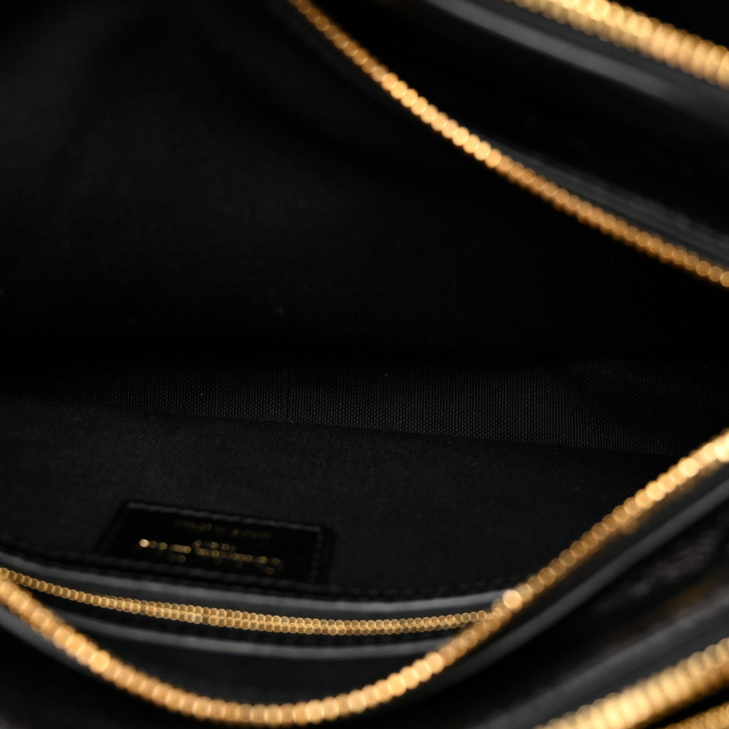 Crinkled Calfskin Small Grand Tour Bowling Bag Black