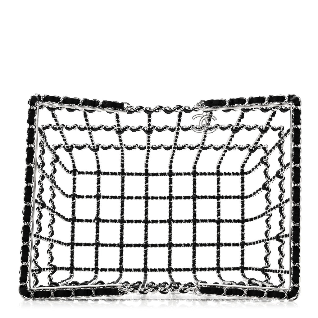 Brass Calfskin Large Grocery By Chanel Shopping Basket Silver
