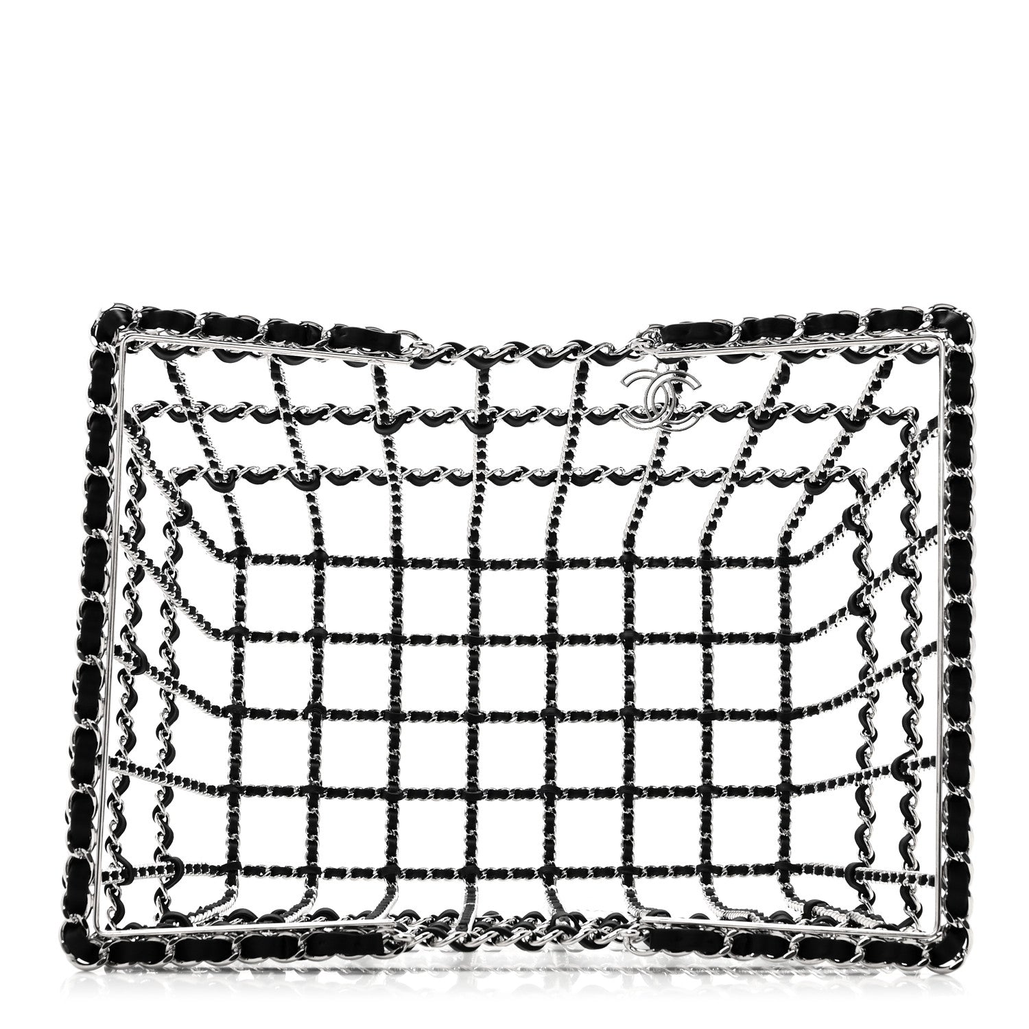 Brass Calfskin Large Grocery By Chanel Shopping Basket Silver