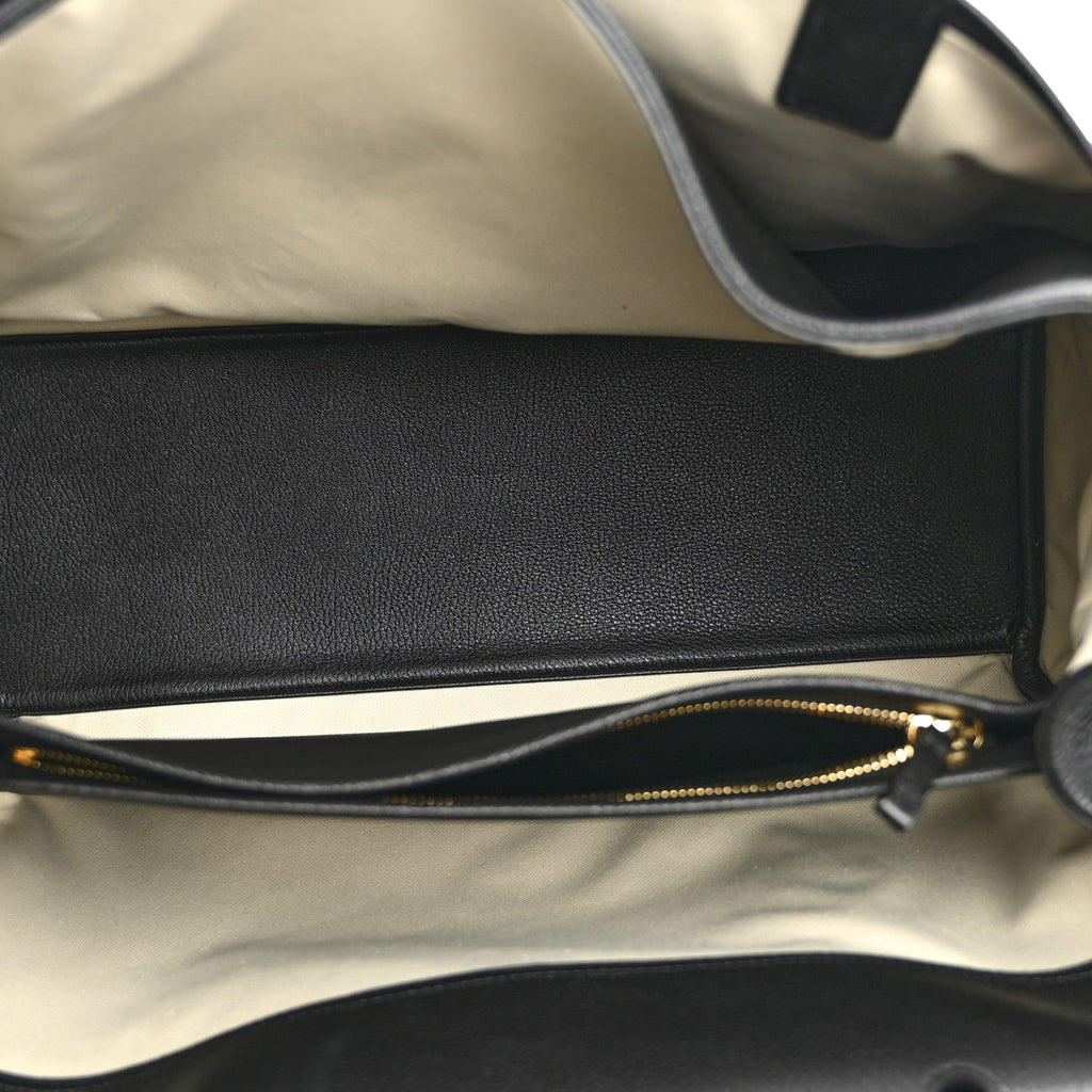 Grained Calfskin Large Urban Essentials Shopping Bag Black