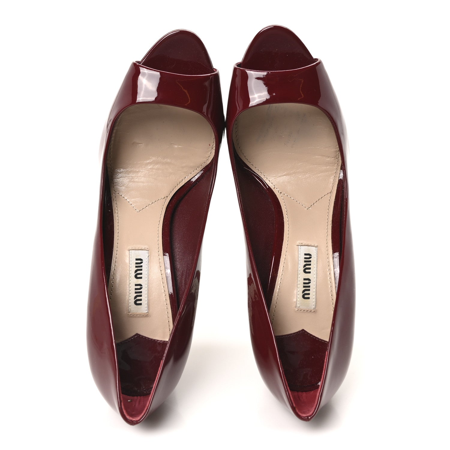 Patent Crystal Peep Toe Pumps 37.5 Burgundy