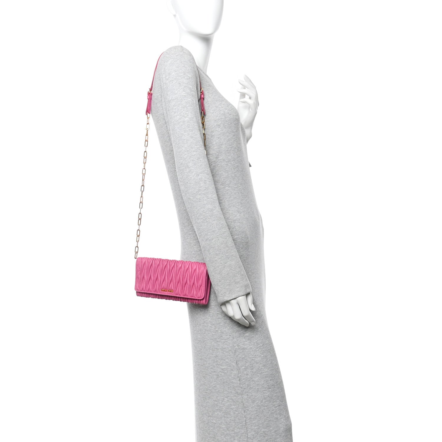 Nappa Matelasse Wallet On Chain Fuxia