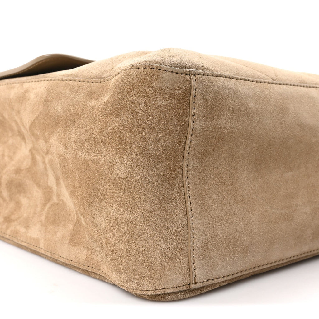 Suede Calfskin Souplissimo Maxi Flap Dark Beige