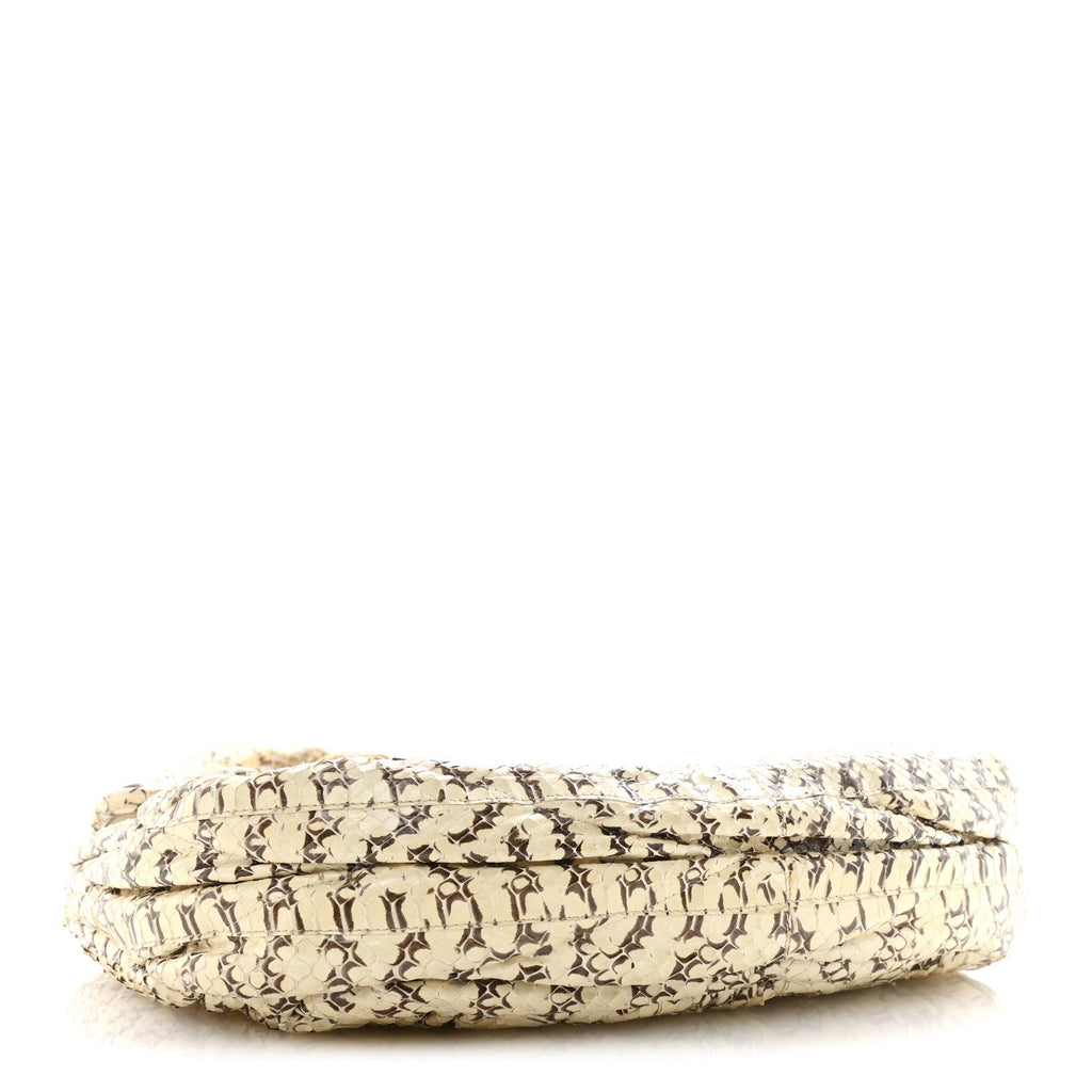 Snakeskin Small Matelasse Coffer Hobo Beige