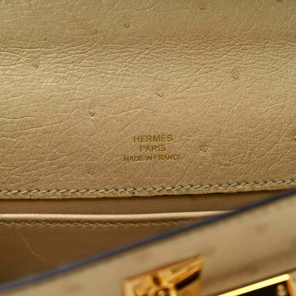 Ostrich Kelly Pochette Clutch Parchemin