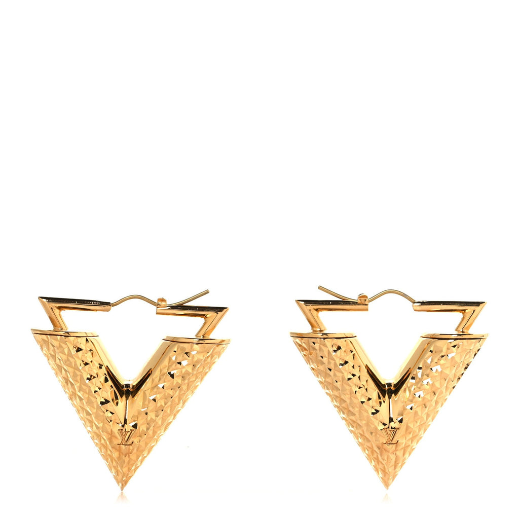 Brass Guilloche Essential V Earrings Gold