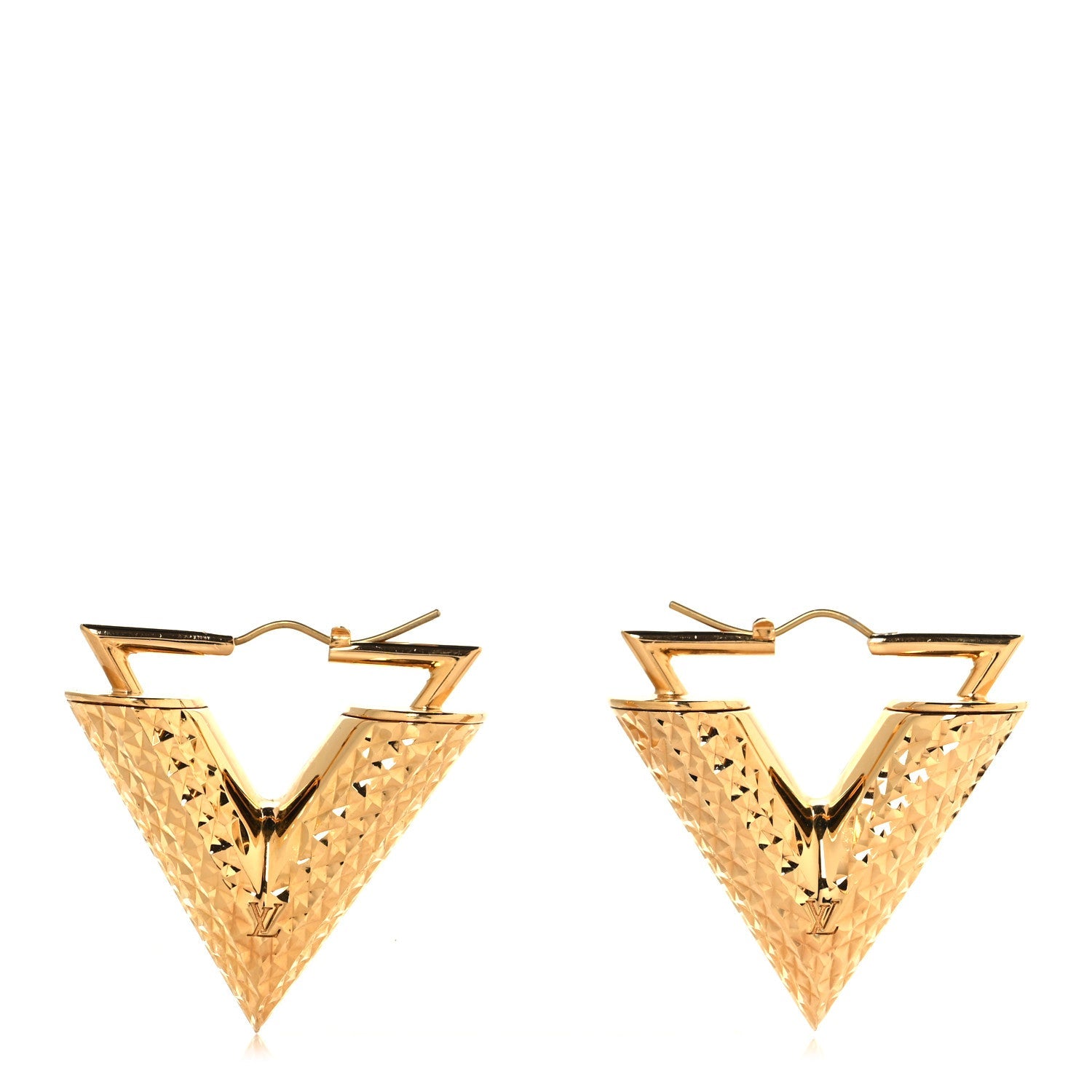 Brass Guilloche Essential V Earrings Gold