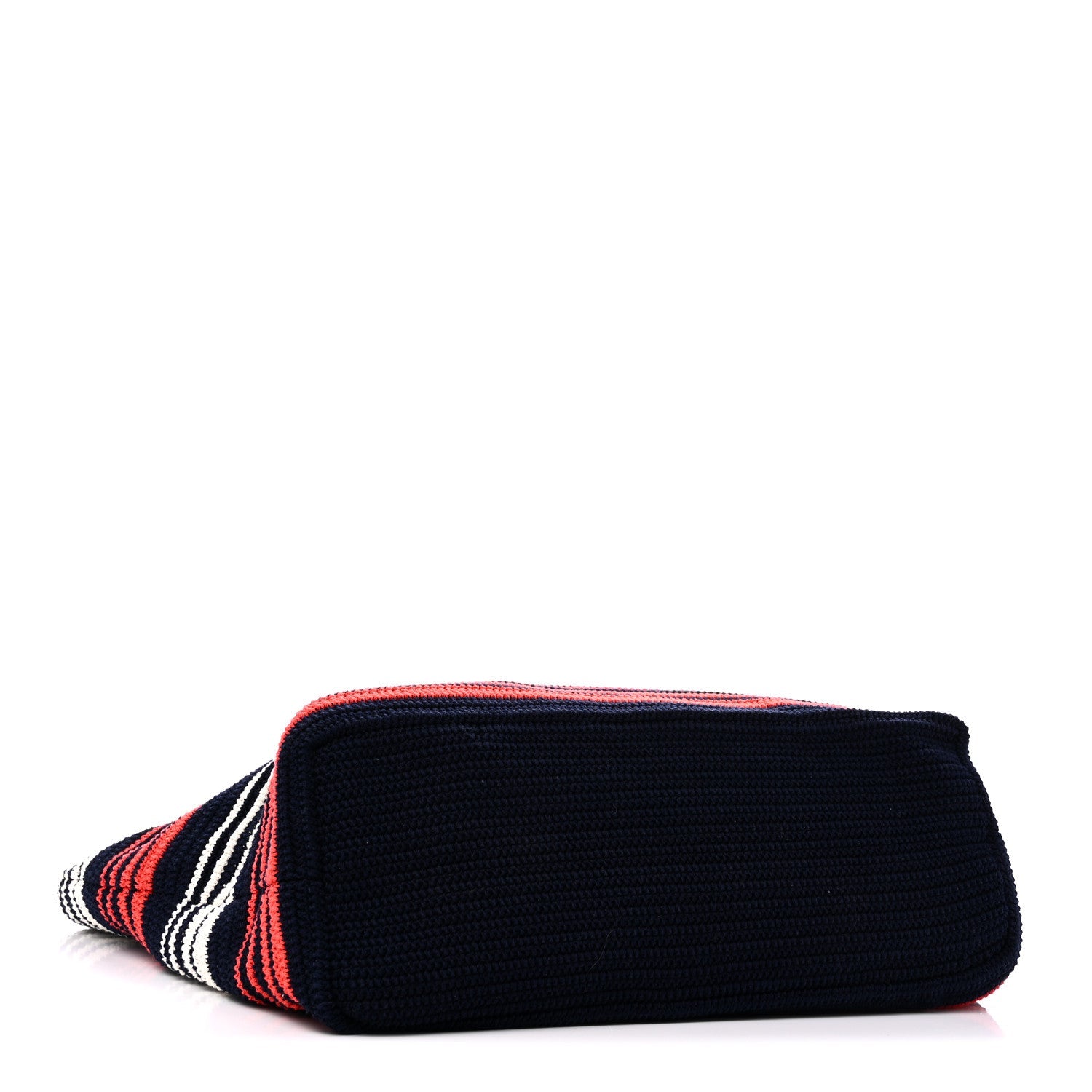 Fabric Crochet Striped Tote Bag Blue Red White