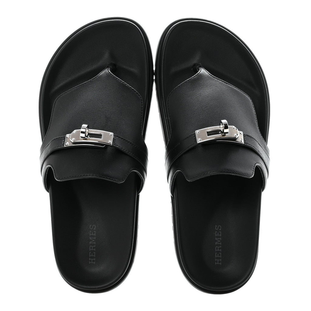 Calfskin Womens Empire Sandals 38 Black