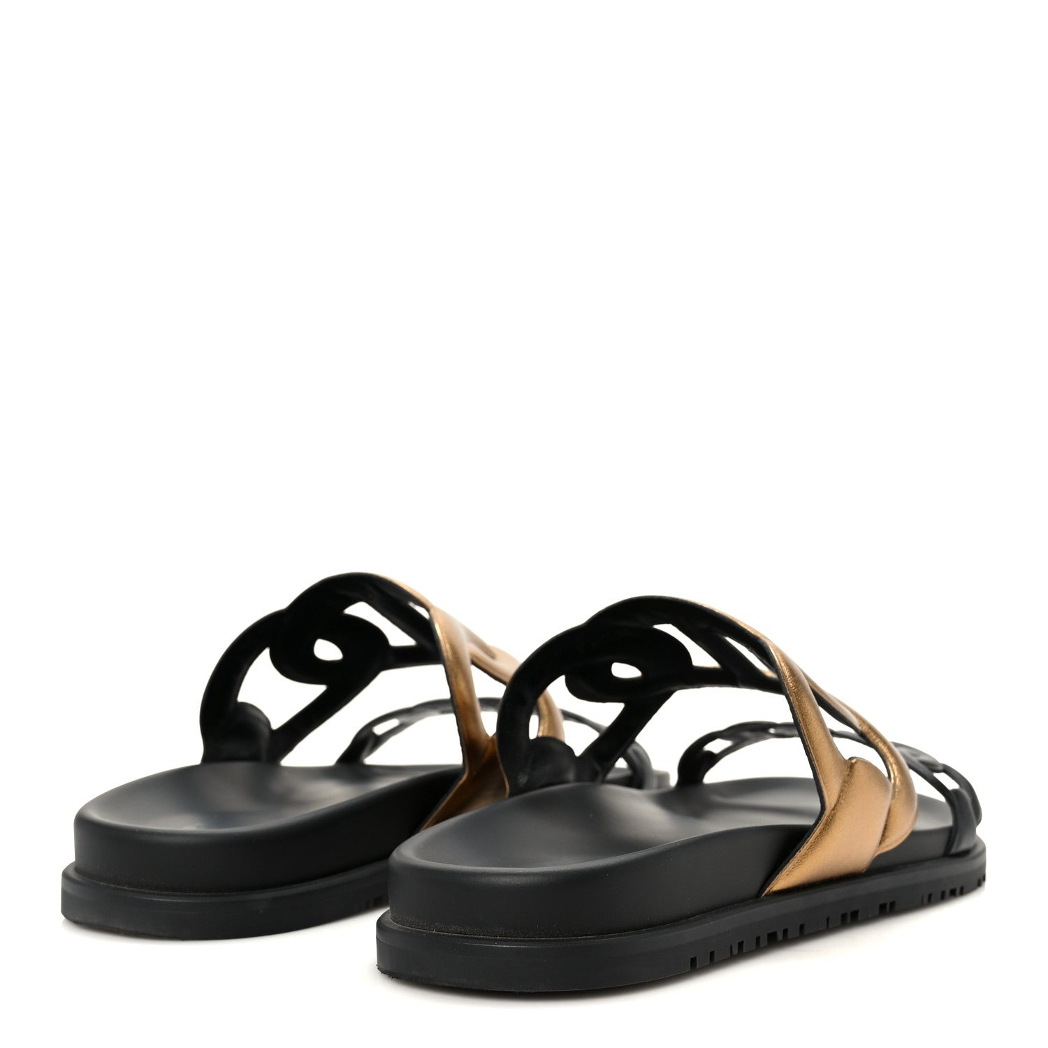 Metallic Nappa Extra Sandals 40 Black Gold